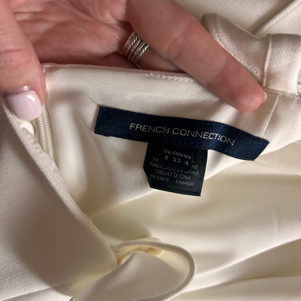 French Connection White Square-Neck Mini Dress with Ruffle Straps worn once - Picture 5 of 5